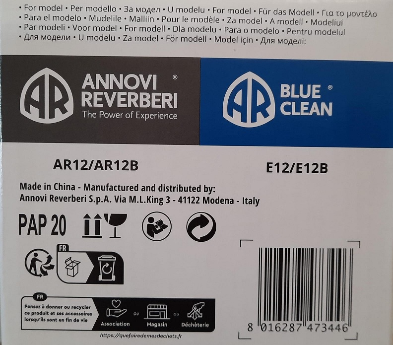 Filtro per ricambio aspiracenere E12 Annovi reverberi 47344 