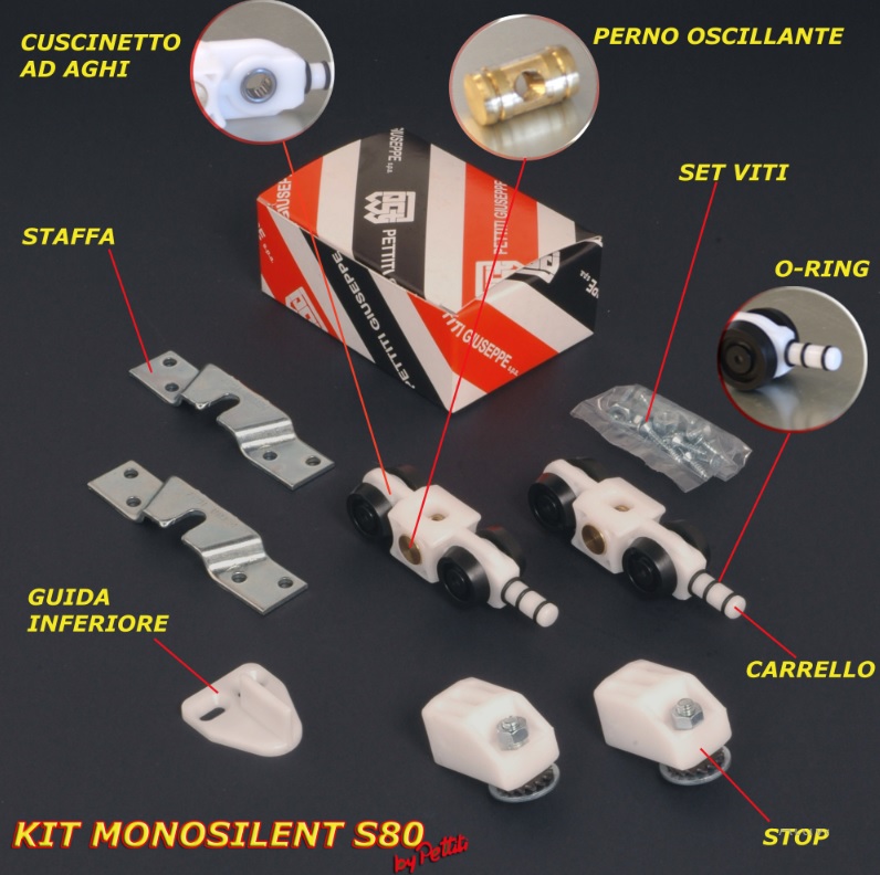 Set carrucole 40 kg  per porta scorrevole professionale PETTITI  