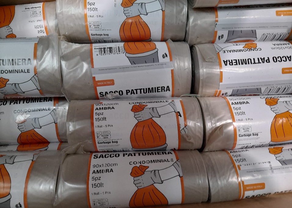 Sacco  pattumiera 90 x 120 ambra 5 pz 