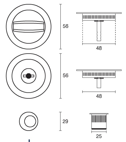 Kit maniglie tonde con serratura per porte scorrevoli 