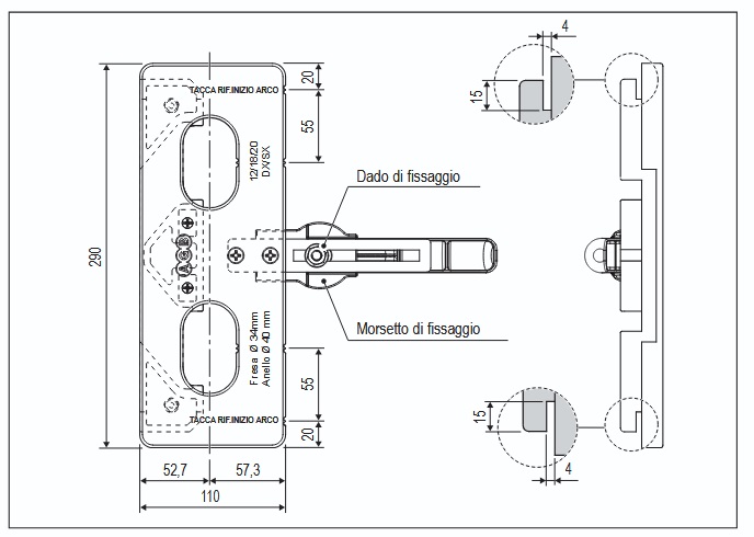 Dima AGB A520031800 Artech  per porta -  finestra a forare ARIA 12