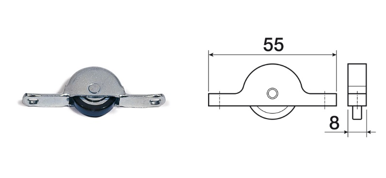 Pattino in acciaio con ruota in acciaio-nylon COMFERUT