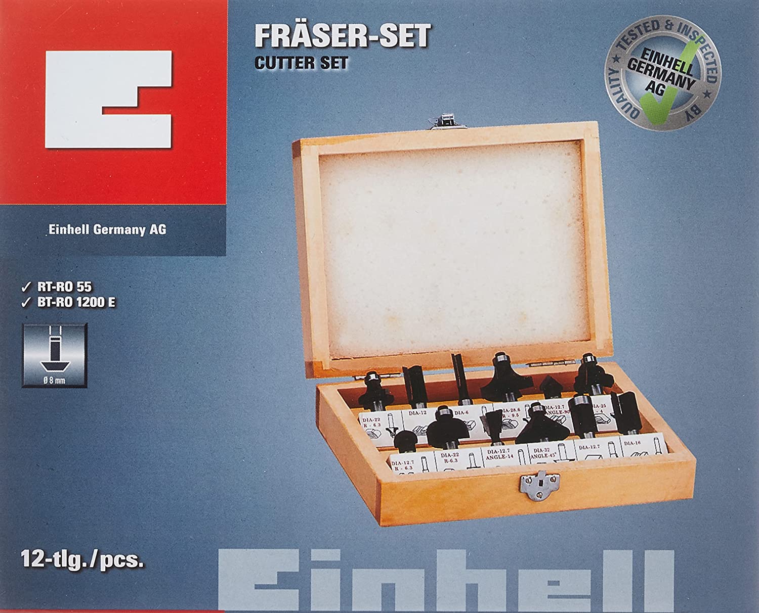 Set di inserti da 12 pz per fresatrice - EINHELL