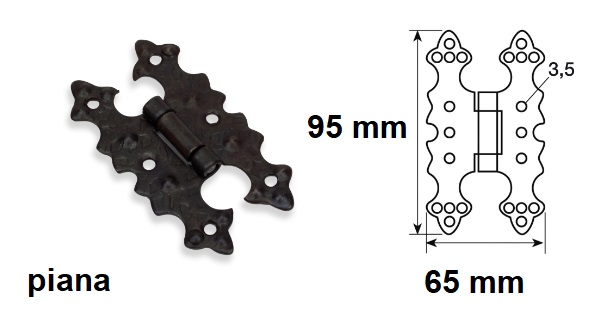 Cerniera nera PIANA in ferro battuto forma H Comferut 
