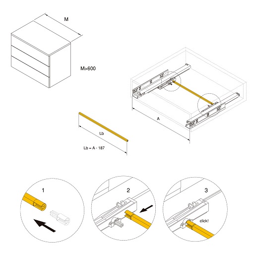 Sincronizzatore per cassetti  pusch Emuca 3230961
