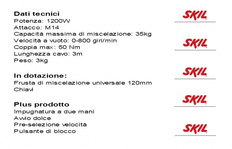 Miscelatore SKIL 1016 + frusta