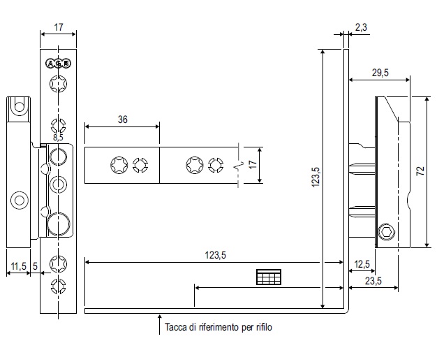 Squadra angolare per traverso in alluminio A509032xx AGB artech