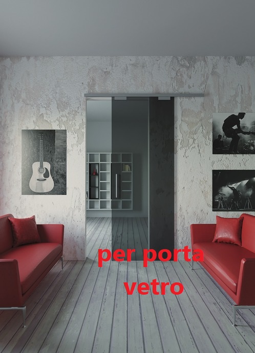 Kit per porta scorrevole per infissi in VETRO a mantovana alluminio CLASSIC - TERNOSCORREVOLI 