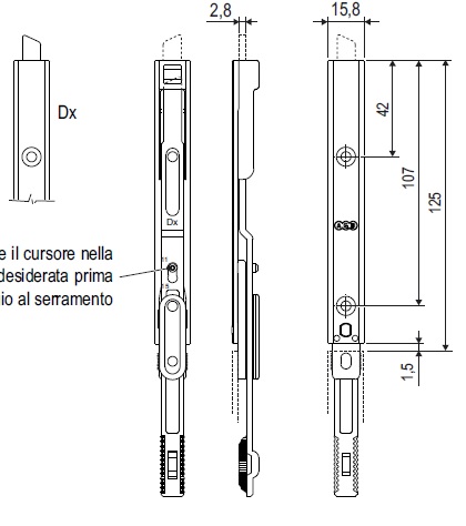 Terminale superiore A5019302DX per ante a bandiera Artech