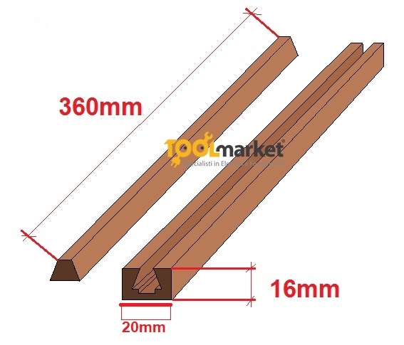 Guida Stick 360mm 20 x16 mm