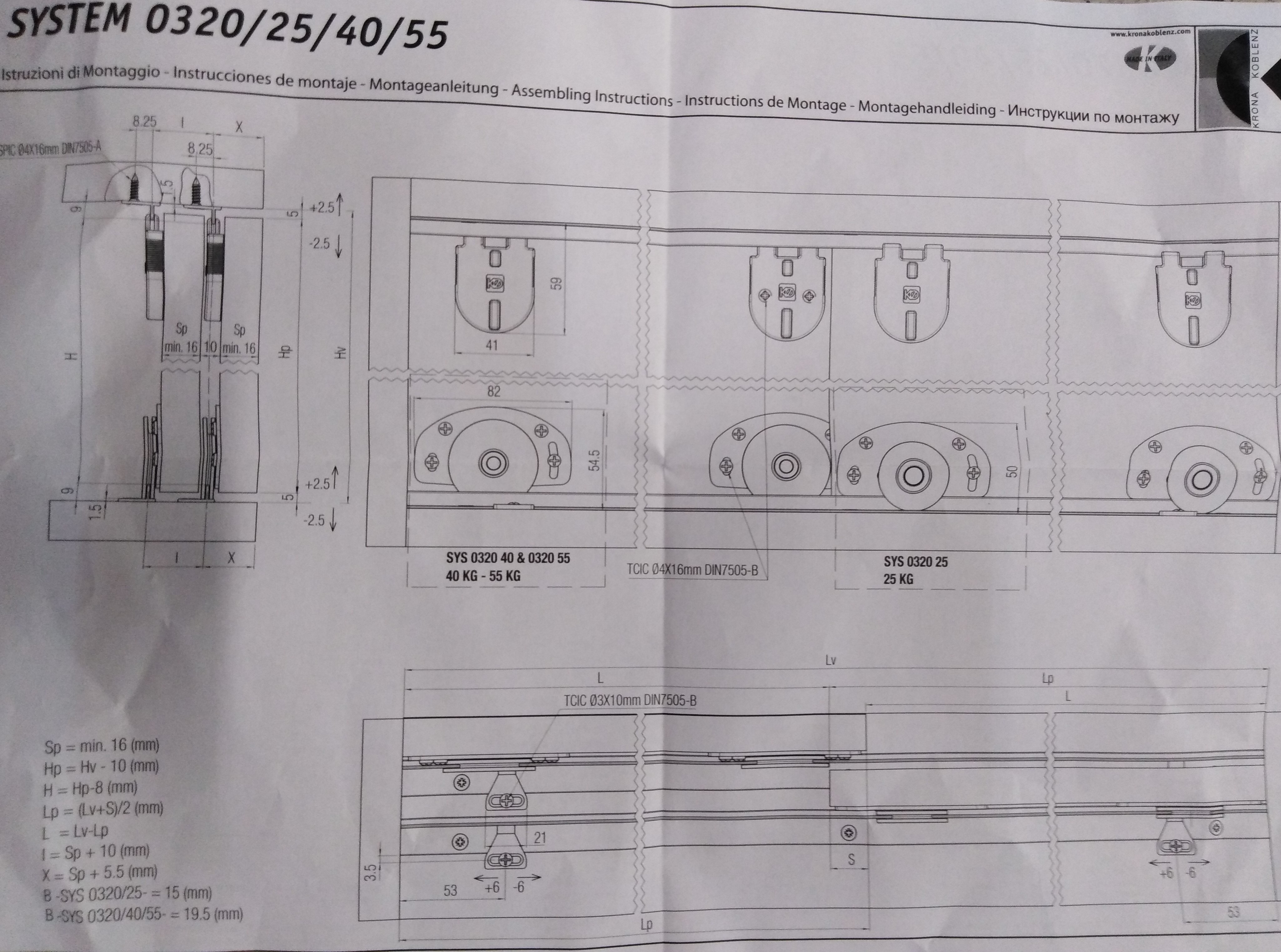 Kit per ante scorrevoli ad applicare 320/25