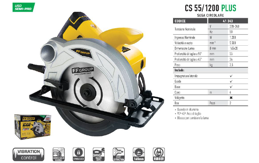 Sega circolare semi professionale modello CS 55/1200 PLUS - FF GROUP