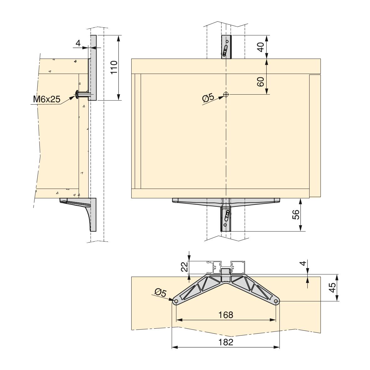 Kit Zero di supporti per mensole in legno, modulo e barra appendiabiti