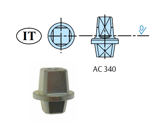 Perno quadro italia H 0 per Chiudiporta pavimento DC450-DC450EA-DC477-DC475