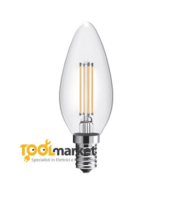 Lampada led oliva 4w filamento trasparente E14-fredda