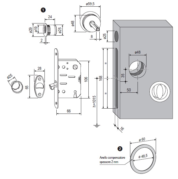 Kit maniglie porte scorrevoli  B039345034 e serratura Scivola  AGB