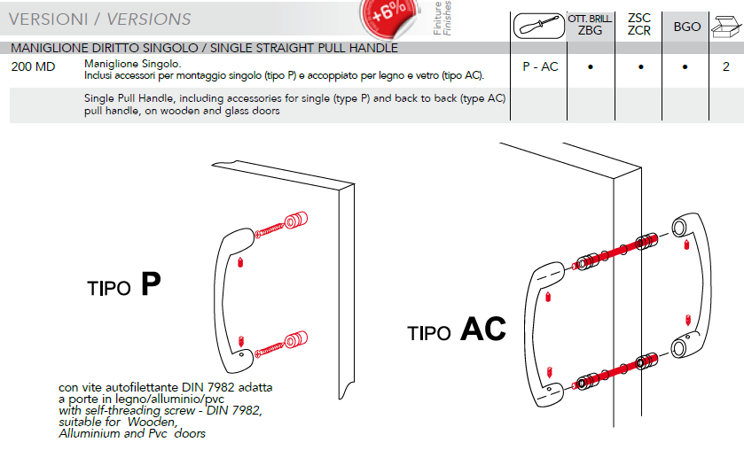 Maniglia per porte scorrevoli art.160 benini