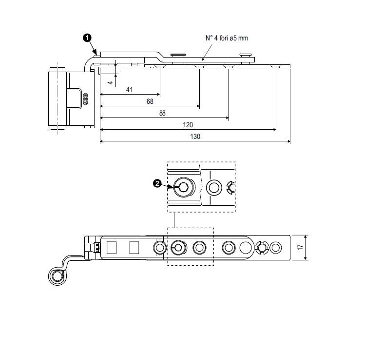 Articolazione superiore per anta semifissa A51001240x AGB ARTECH interasse 9 battuta 18