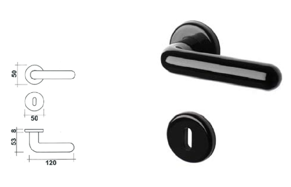 Maniglia in nylon nera con bocchetta patent