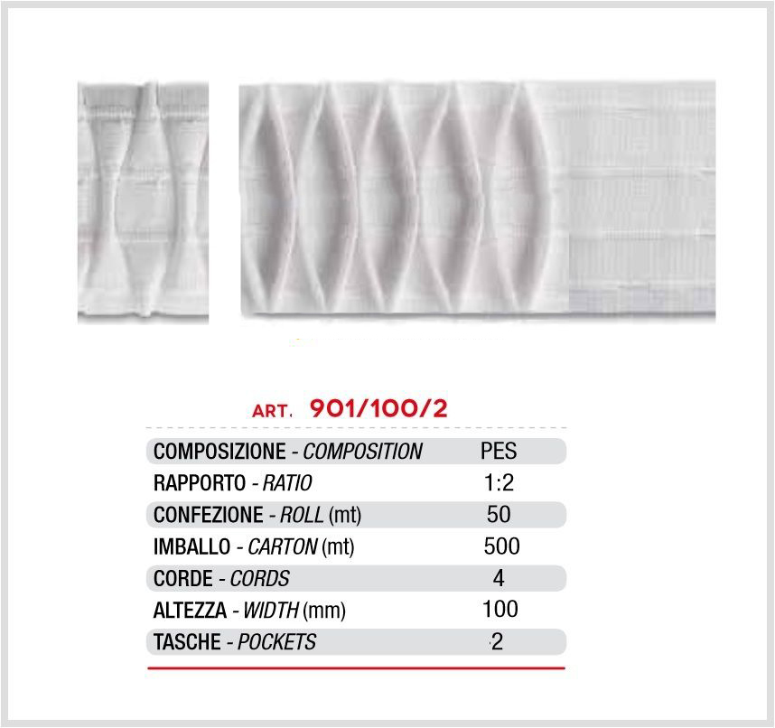 Arricciatende 100mm a rombo