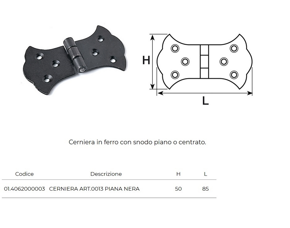 Cerniera per mobili in ferro nera