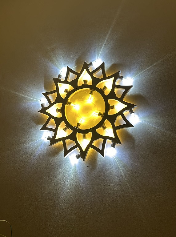 Telaio per Luminaria in FOREX Sag. 27 Diametro mm 590 Sedicipunte Sole in legno