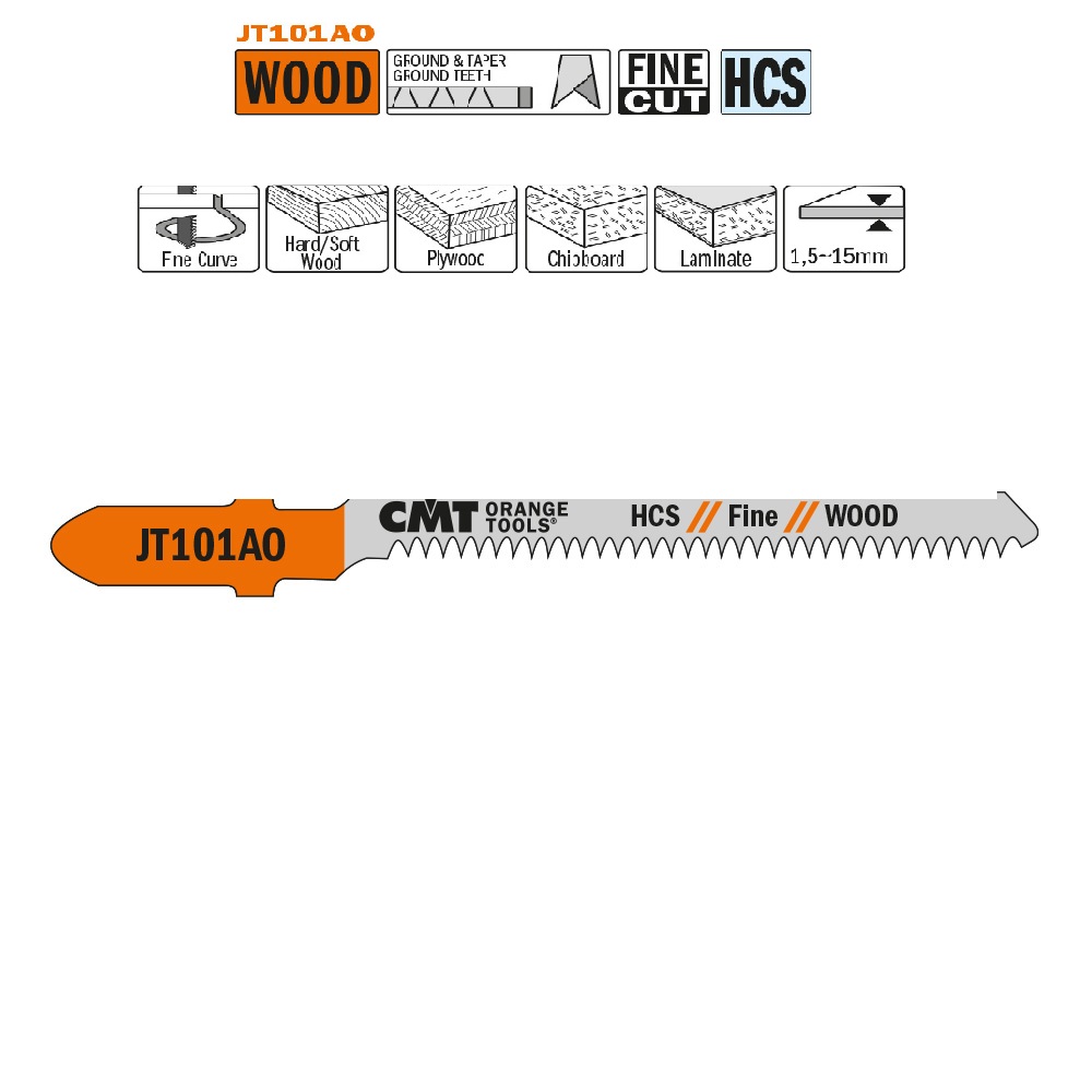 Lame per seghetto alternativo taglio legno PZ 5 jt 101AO CMT