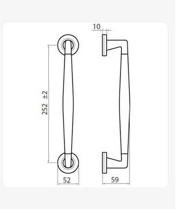 Maniglione Ginevra inox 252mm diritto