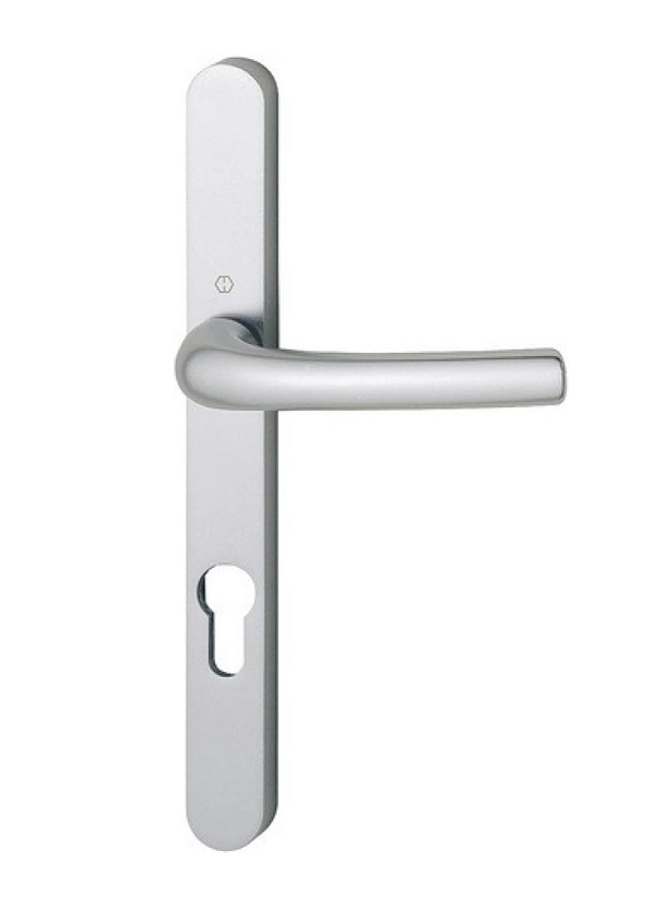 Maniglia Tokio coppia con placca stretta foro YALE    cromosatinato - HOPPE 