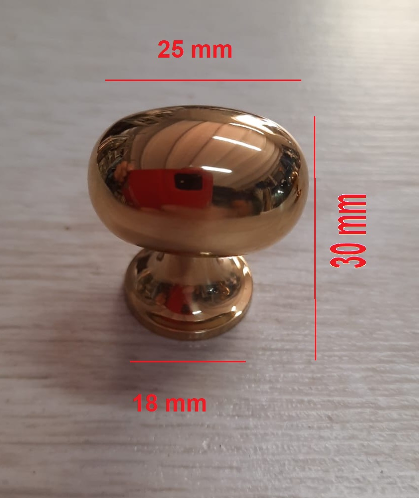 Pomolo per mobile ovale ottone lucido art 778 varie misure - ELAB     