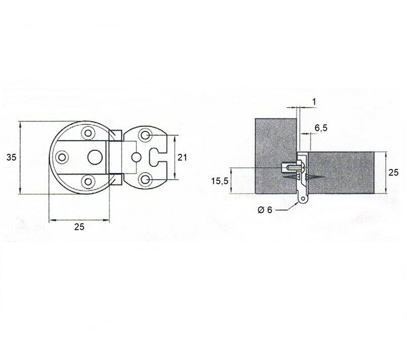 Cerniera per mobili in luce scodellino da 35 mm