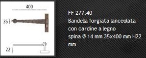 Cerniera FF278 ferro forgiato da 30 e 40 cm