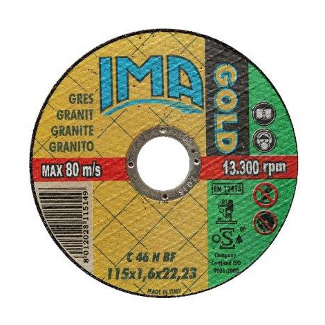 Disco abrasivo x GRES gold  da 115 spessore 1.6 mm    IMA
