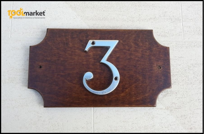 Numero civico base legno noce scuro