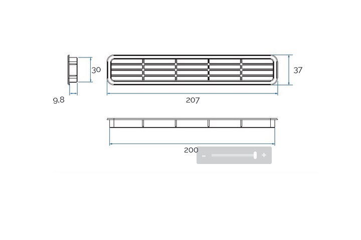 Griglia da incasso  per mobili ABS 200x 30 mm  - LA VENTILAZIONE 