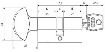 Cilindro con pomolo cromo opaco modello 620 AGB