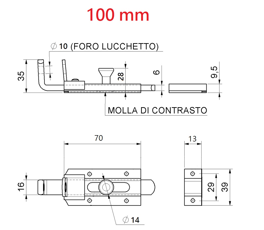 Catenaccio portalucchetto zincato