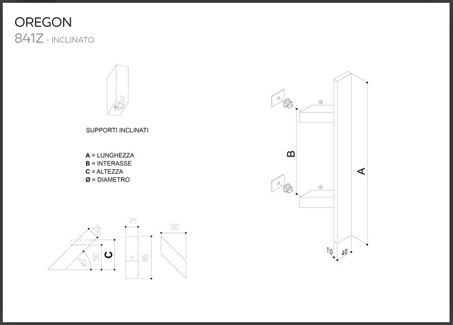 Maniglione in acciaio inox SATINATO AISI 304 modello OREGON 841Z inclinato da 500mm