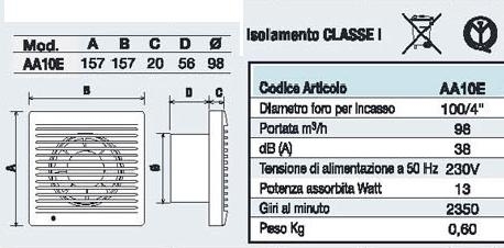 Aspiratore da parete AA10E