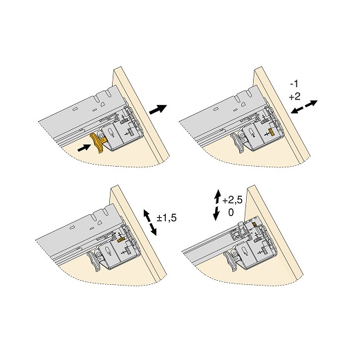 Guide cassetti a scomparsa Push  premi apri ad estrazione totale art 3230