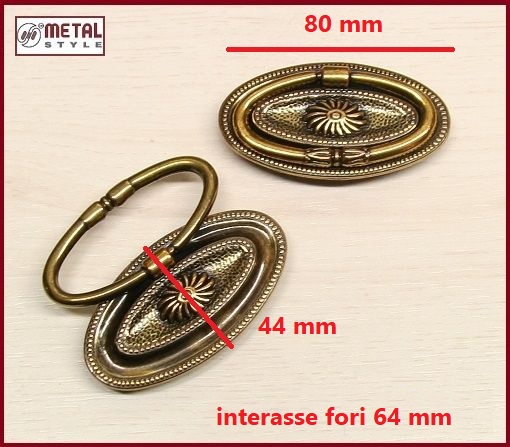 Maniglia  per mobile ovale int. 64 mm con base color oro valenza 06223Z08100.07