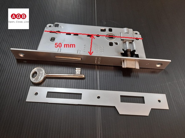 Serratura patent grande cromo opaco front 22 mm QUADRO da 50 mm B005925034 AGB