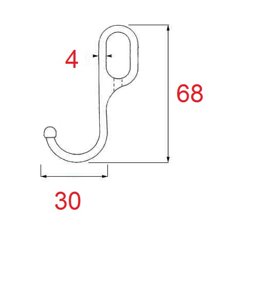 Gancio  per tubo ovale cromato piccolo