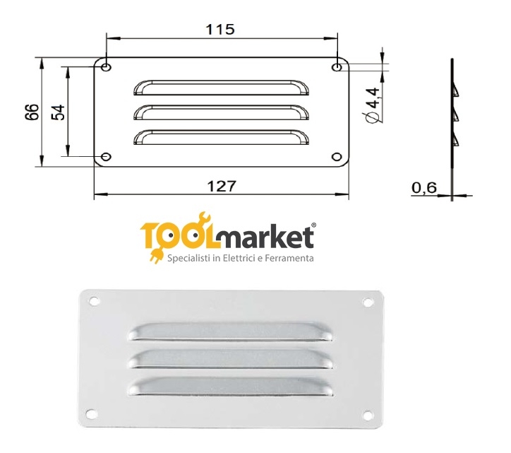 Griglia aerazione rettangolare inox