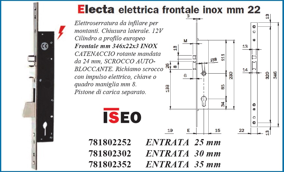 Serratura montante elettrica Iseo 781802