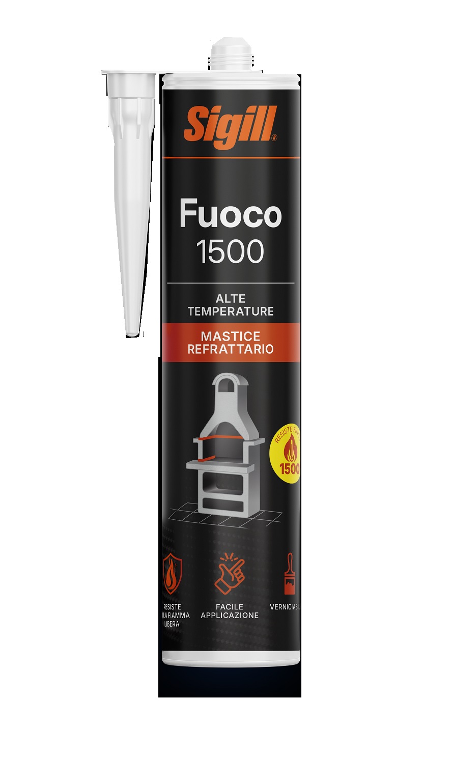 Sigillante refrattario alta temperatura 1500 ° grigio scuro da 580 gr SIGILL