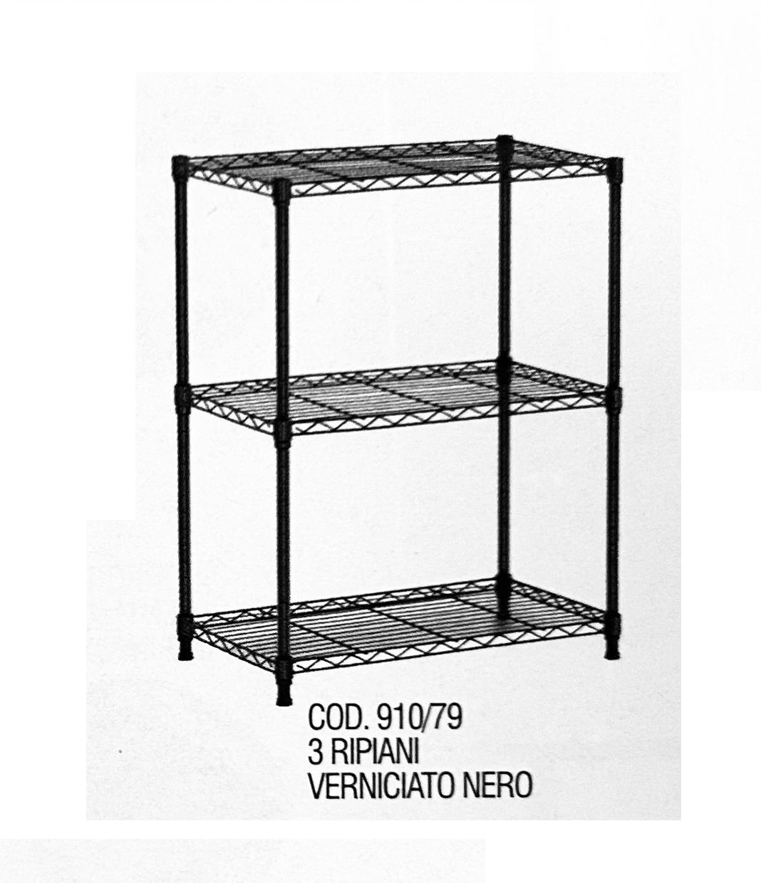 Scaffale metallico design 3 ripiani NERO 910/79