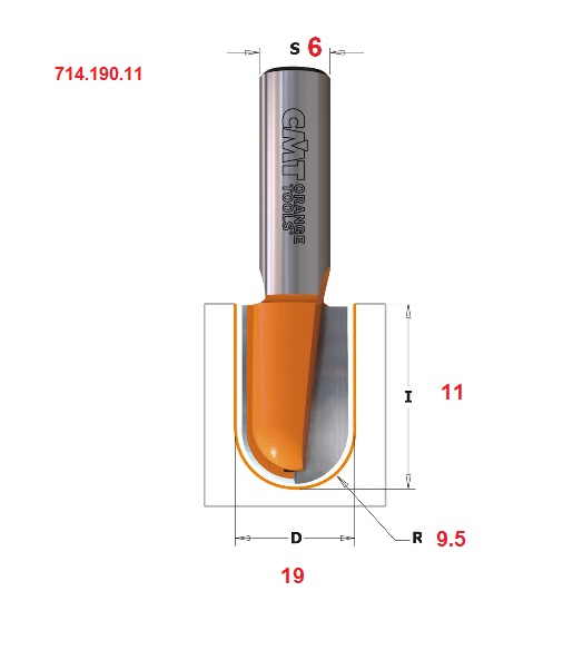 Fresa  a raggio concavo CMT 714.190.11 