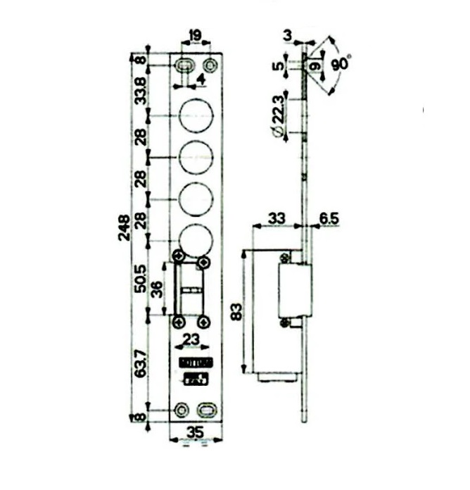 Incontro elettrico ferrogliera Mottura 94077D028N destro