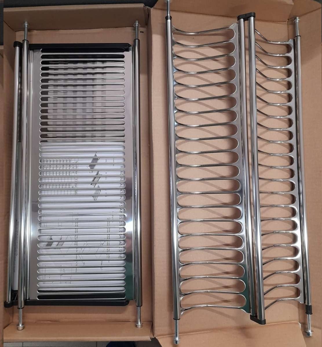 Scolapiatti inox 18/10 completo di vaschetta 78cm per moduli 90 snodato 